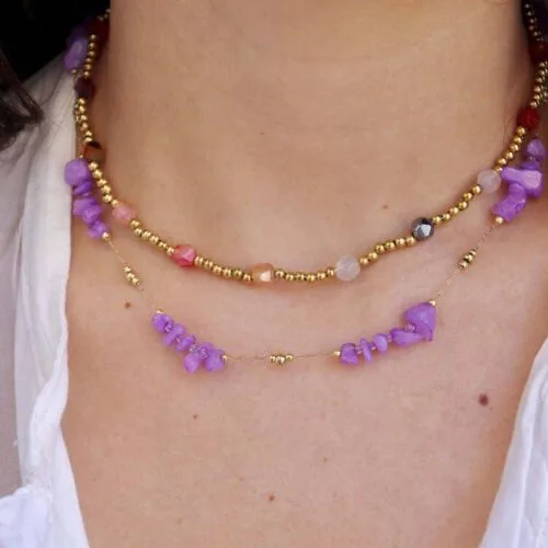 Collana gold con pietre dure colorate
