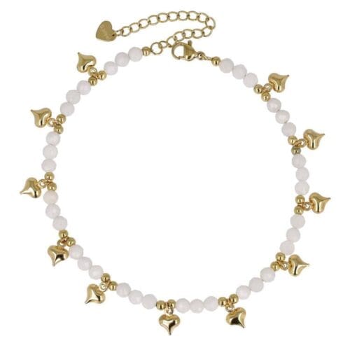 Cavigliera coralli con cuoricini gold