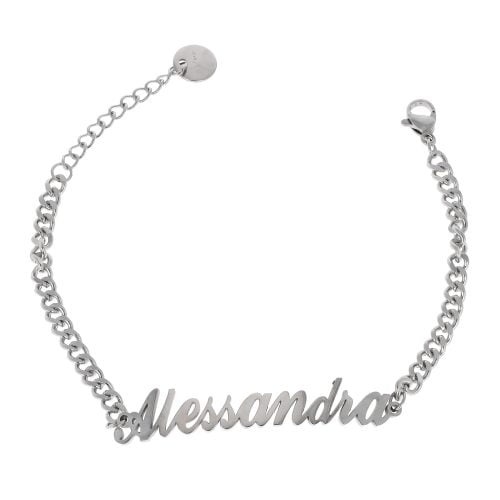 Bracciale in acciaio silver con nome lettera A