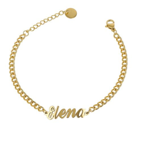 Bracciale in acciaio gold con nome lettera E