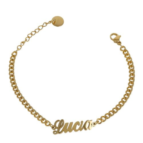 Bracciale in acciaio gold con nome lettera L