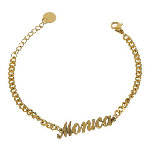 Bracciale in acciaio gold con nome lettera M