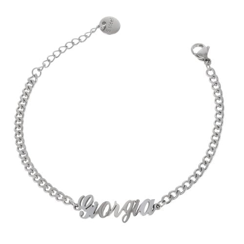 Bracciale in acciaio argento con nome lettera G