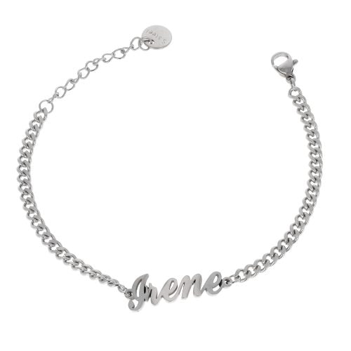 Bracciale in acciaio argento con nome lettera I