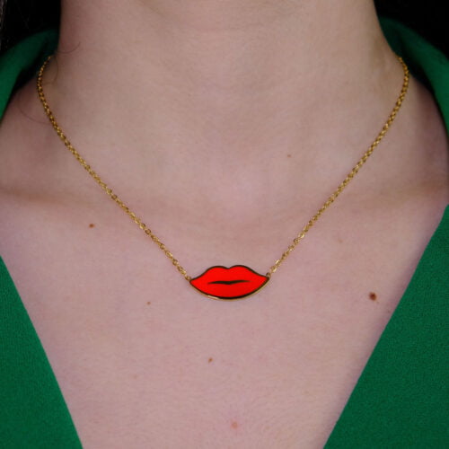 Collana in acciaio dorato kiss