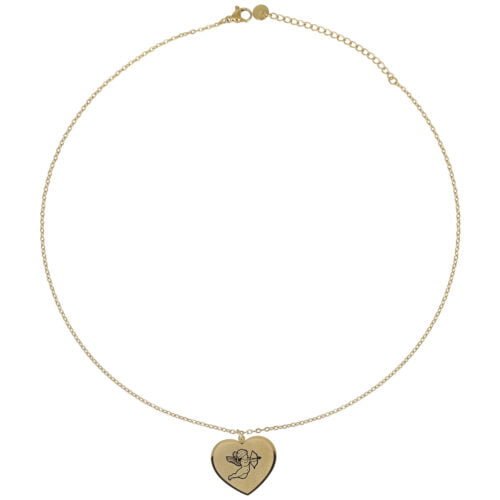 Collana rodio cuore con cupido