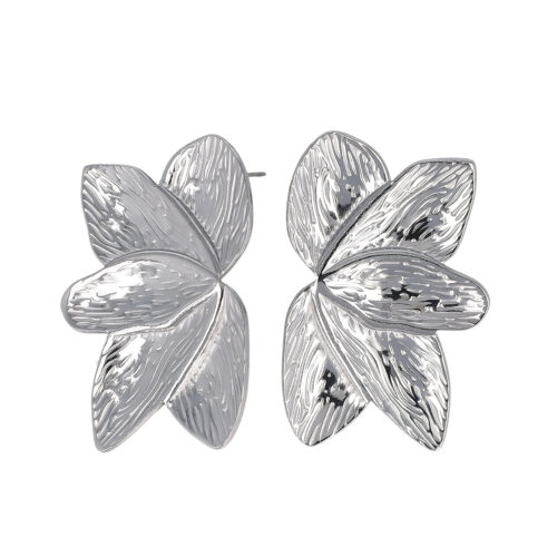 Orecchini petali fiore color argento