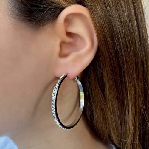 Orecchini cerchietto 40 mm con zirconi