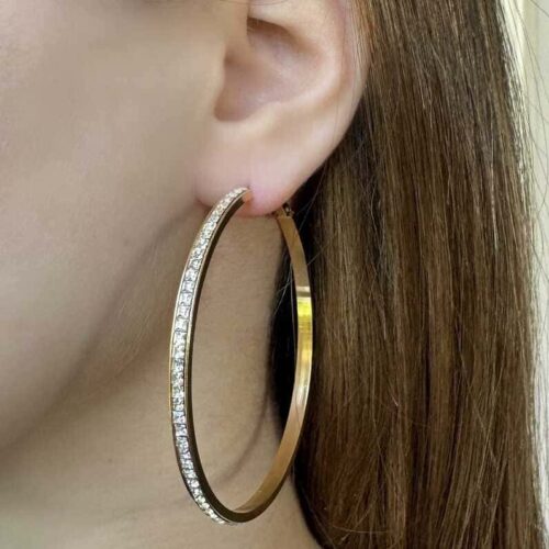 Orecchini cerchietto  60 mm con zirconi