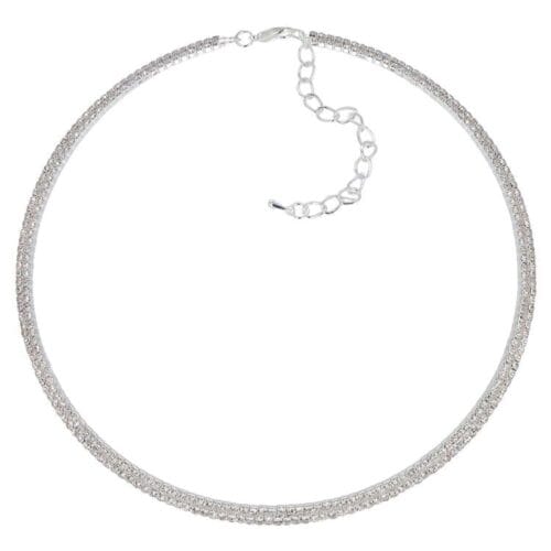 Collarino due fili di strass colore argento