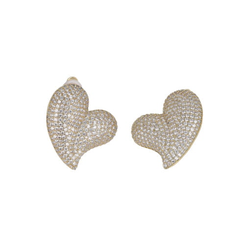 Orecchini maxi cuori strass a clip