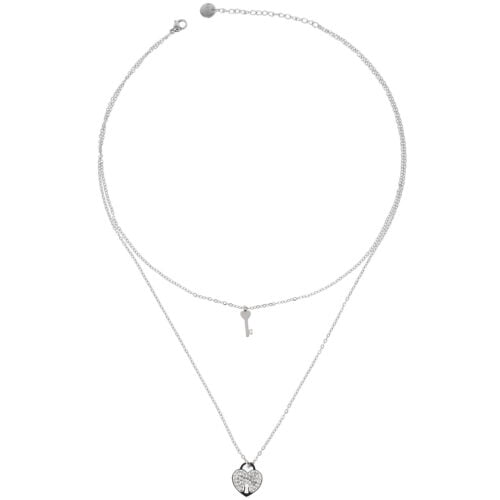 Collana a due fili con chiave e cuore