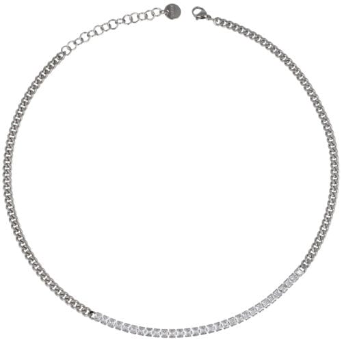 Girocollo con catena e strass quadrati