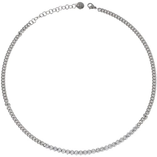 Girocollo con catena e strass ovali