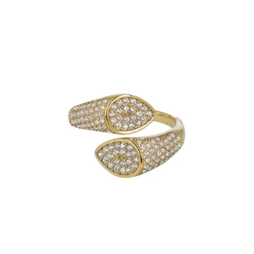 Anello due gocce in strass