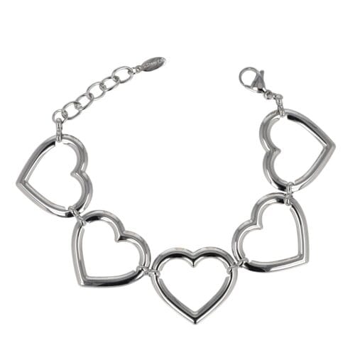 Bracciale Catena con Cuori Openwork in Acciaio