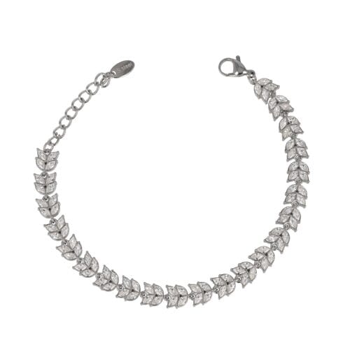 Bracciale Foglie di Zirconi in Acciaio