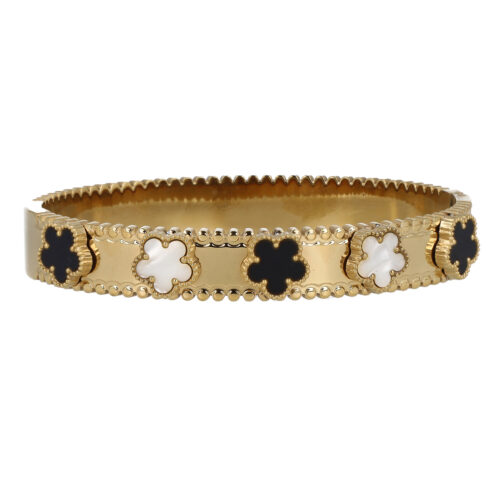 Bracciale Rigido con Fiorellini Smaltati – Acciaio Inox