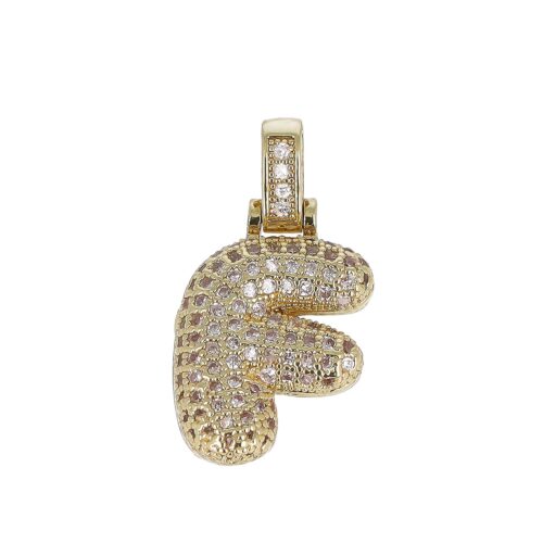 Ciondolo Lettera F in Acciaio Oro - Argento – Zirconi