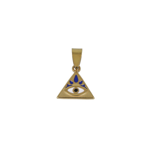 Ciondolo Triangle Occhio Blu – Acciaio Dorato