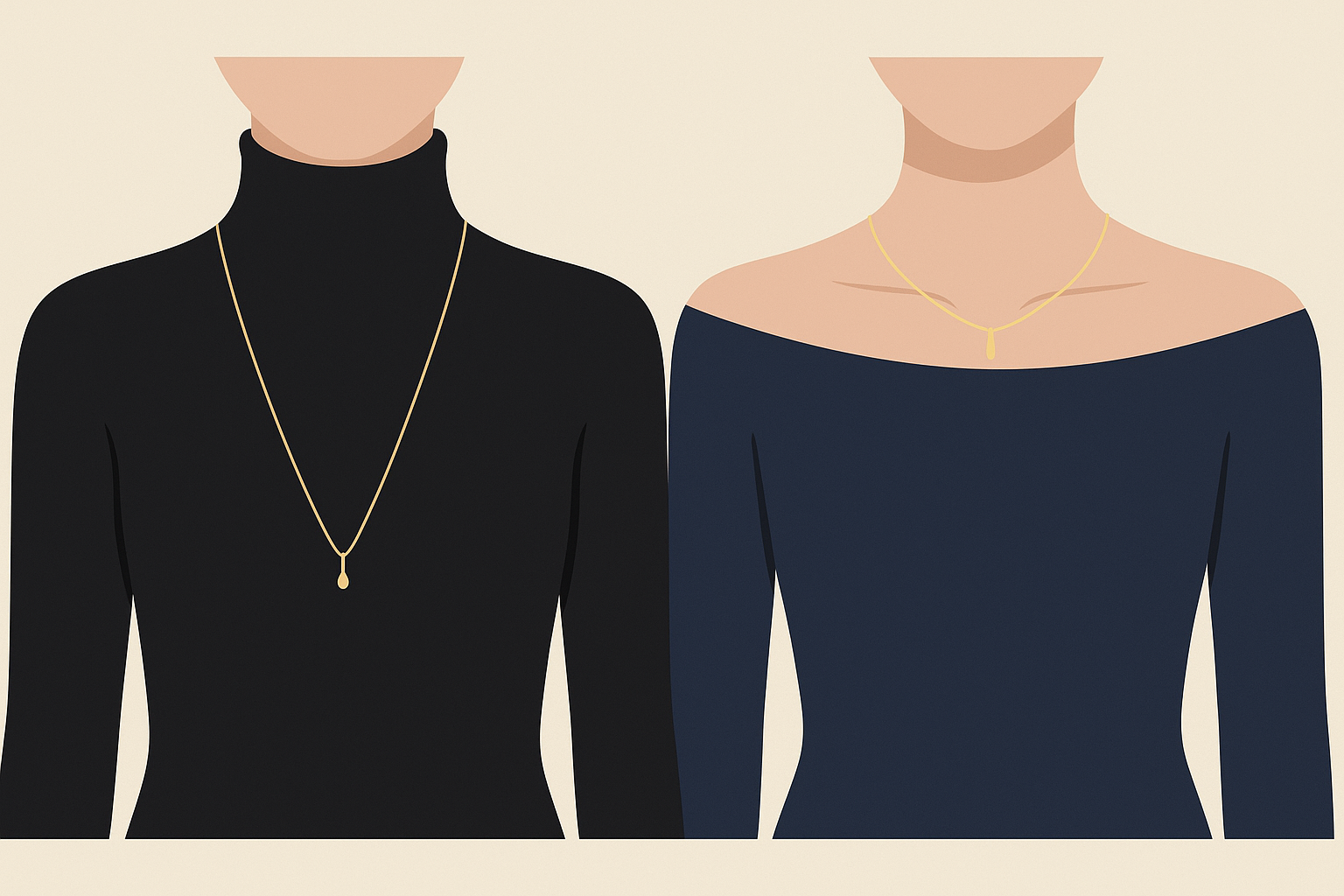 Collane corte o lunghe? Come scegliere in base allo scollo