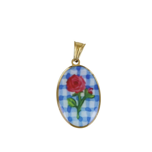 Ciondolo Gingham Rose - Acciaio