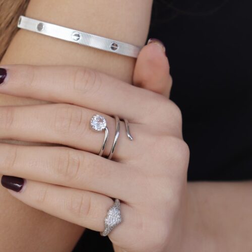 Anello Pure Spiral - In Acciaio e Punto Luce