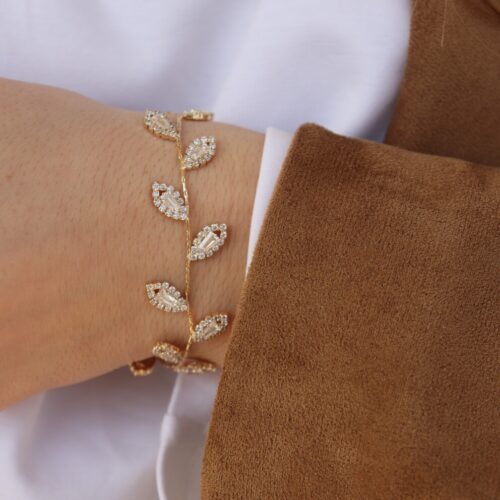 Bracciale Lumière Leaves - Foglie Zirconi in Ottone