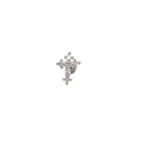 Piercing Crystal Cross - Croce con Zirconi in Acciaio