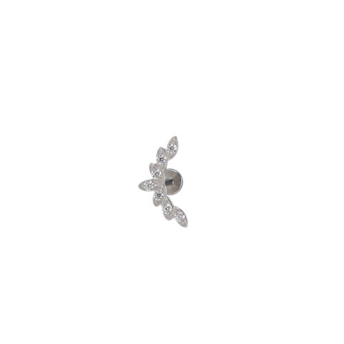 Piercing Crystal Leaf  - Foglie con Zirconi in Acciaio