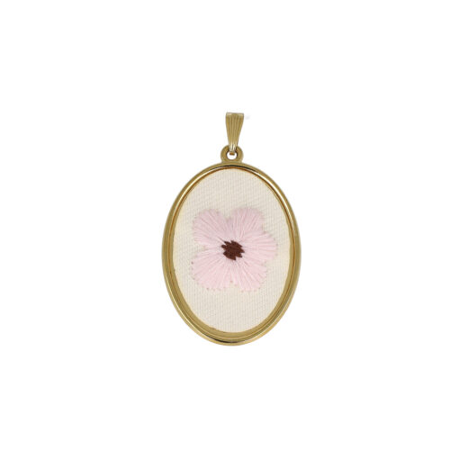Ciondolo Blush Flower Ricamato in Acciaio Oro