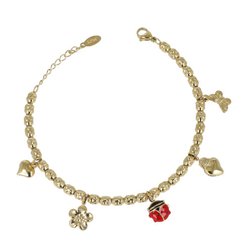 Bracciale Golden Garden in Acciaio Dorato con Charms