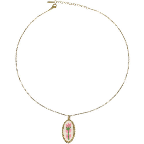 Collana Ricamo Floreale Ovale in Acciaio