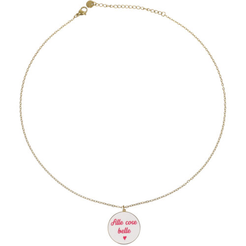 Collana Medaglia “Alle Cose Belle” in Acciaio Oro