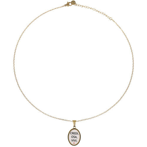 Collana Medaglia con Scritta “Credi Osa Vivi” in Acciaio Oro
