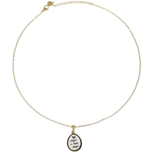 Collana Medaglia con Scritta “Segui i Tuoi Sogni” in Acciaio Oro