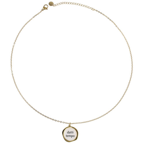 Collana Medaglia con Scritta “Datti Tempo” - Acciaio