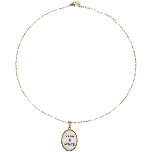 Collana Medaglia con Scritta “Sogna in Grande” - Acciaio