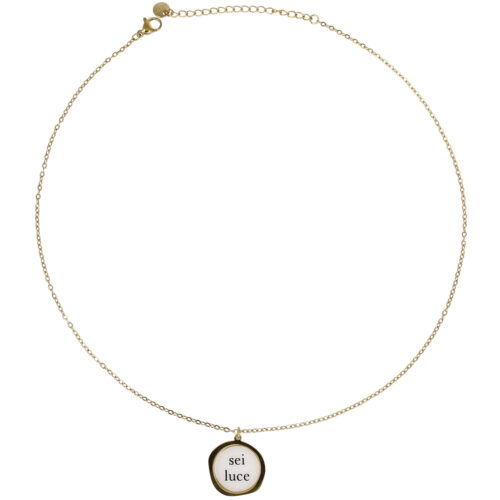 Collana Medaglia con Scritta “Sei Luce” - Acciaio