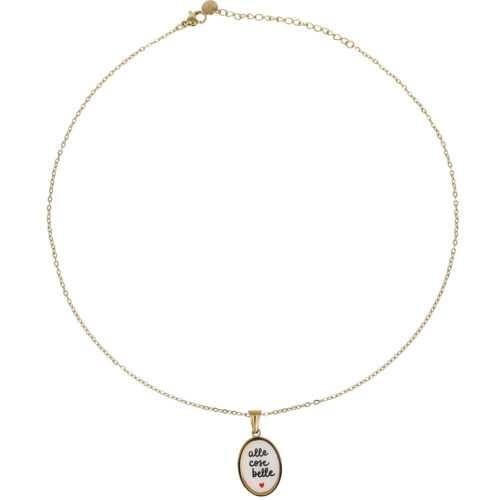 Collana Medaglia con Scritta “Alle Cose Belle” Minimal