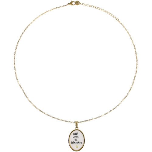 Collana Medaglia con Scritta “Abbi Cura di Splendere”