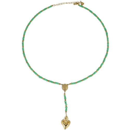 Collana Cuore Miracoloso con Sacro Cuore e Perline