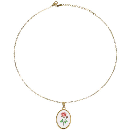Collana Rose Élégance in Acciaio Dorato con Rosa