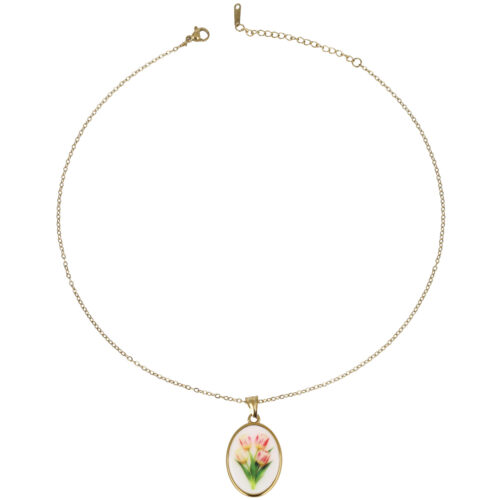 Collana Tulip Dream in Acciaio Dorato con Tulipani