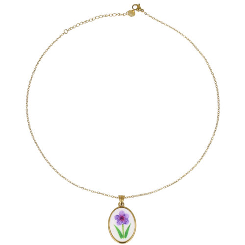 Collana Violet Bloom in Acciaio Dorato con Fiore Viola