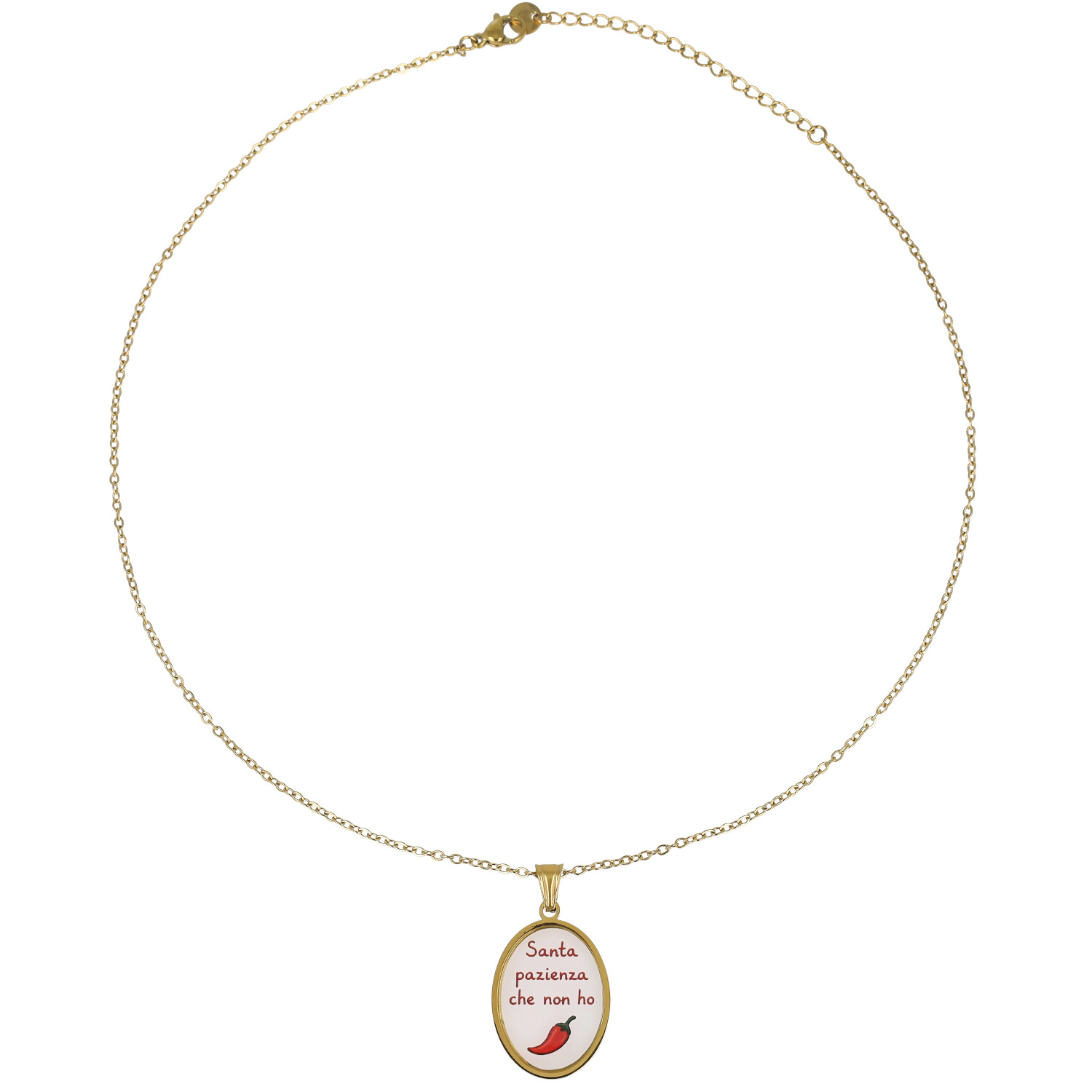 Collana Santa Pazienza in Acciaio Dorato