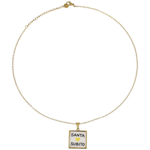 Collana Santa Subito in Acciaio Dorato