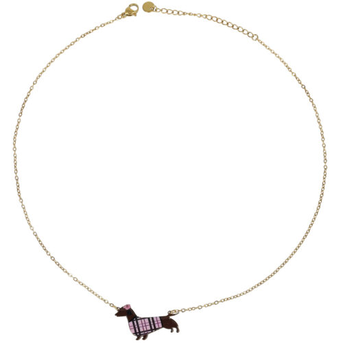 Collana Bassotto Tartan Rosa - Acciaio