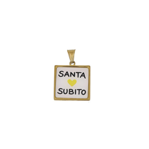 Ciondolo Santa Subito in Acciaio Dorato