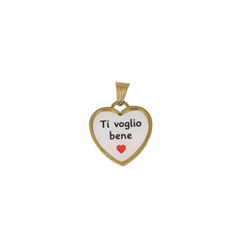 Ciondolo Ti Voglio Bene Cuore in Acciaio Dorato